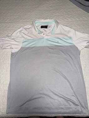 Maven Men’s White, Light Blue & Light Gray Colorblock Polo